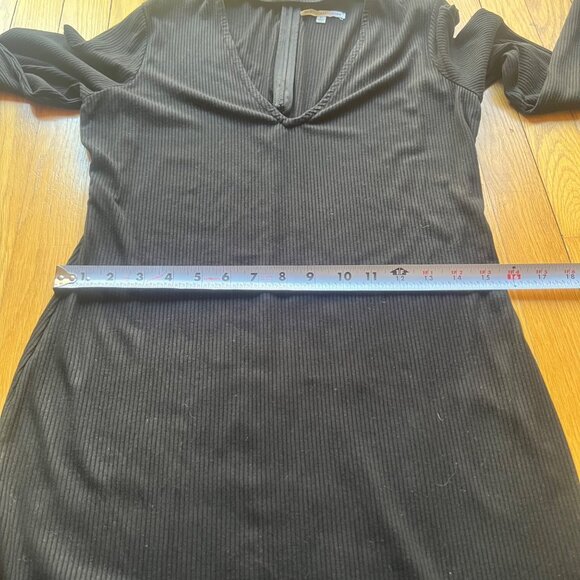 Rebecca Minkoff Size L Black Ribbed High Neck Cutout Long Sleeve Bodycon Dress - Picture 7 of 14